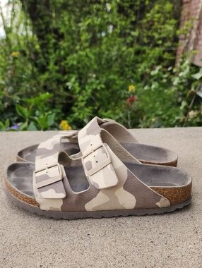 Birkenstock Arizona Desert Soil Camo Slide Sandals - Double Buckle